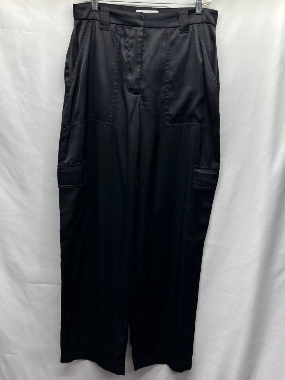 Abercrombie & Fitch Black Silk Like Wide Leg Pants Women's 10 Multiple Pockets